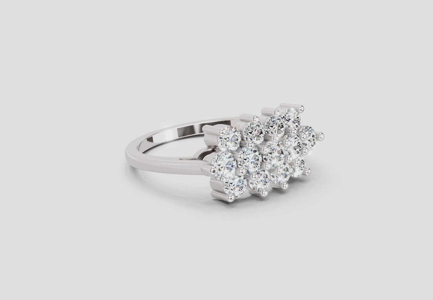 Delicate Bloom Cluster Diamond Engagement Ring