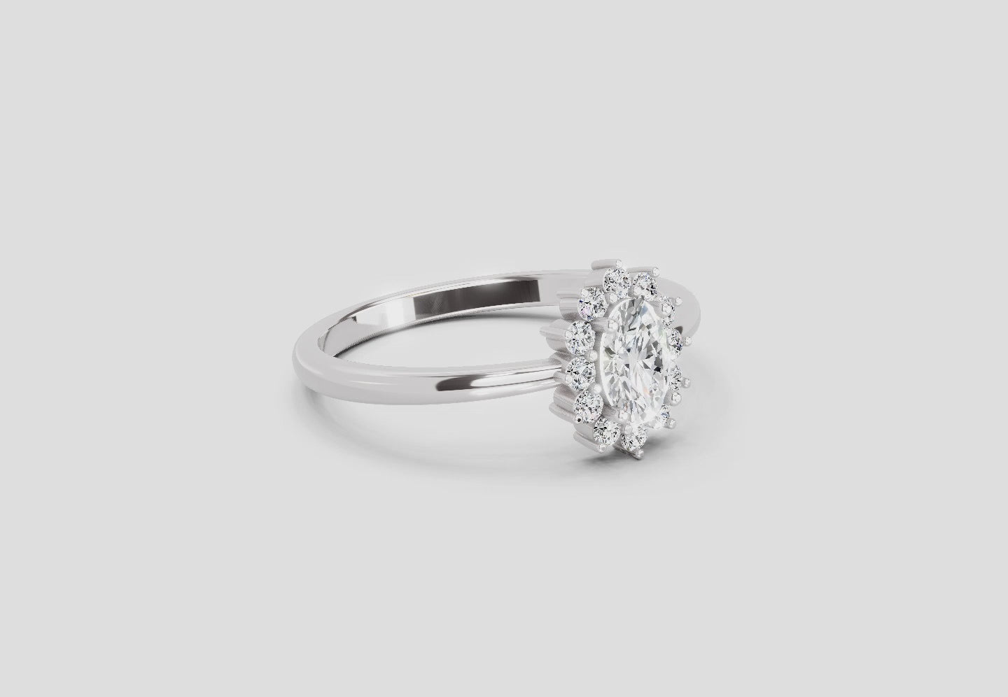 Pristine Oval Halo Diamond Engagement Ring