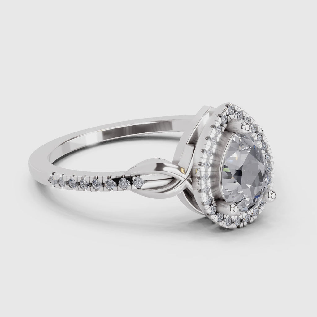 Dazzling Pear Halo Diamond Engagement Ring
