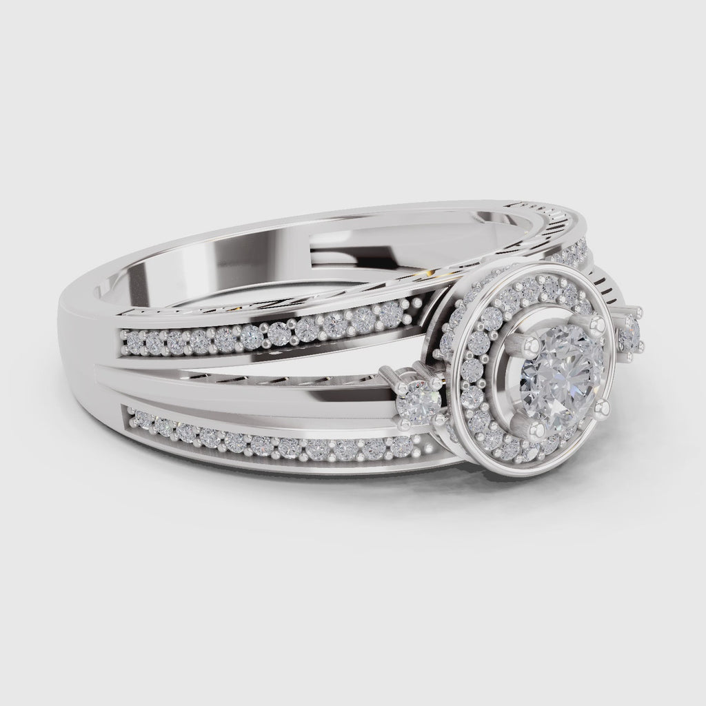Majestic Circle Halo Diamond Engagement Ring
