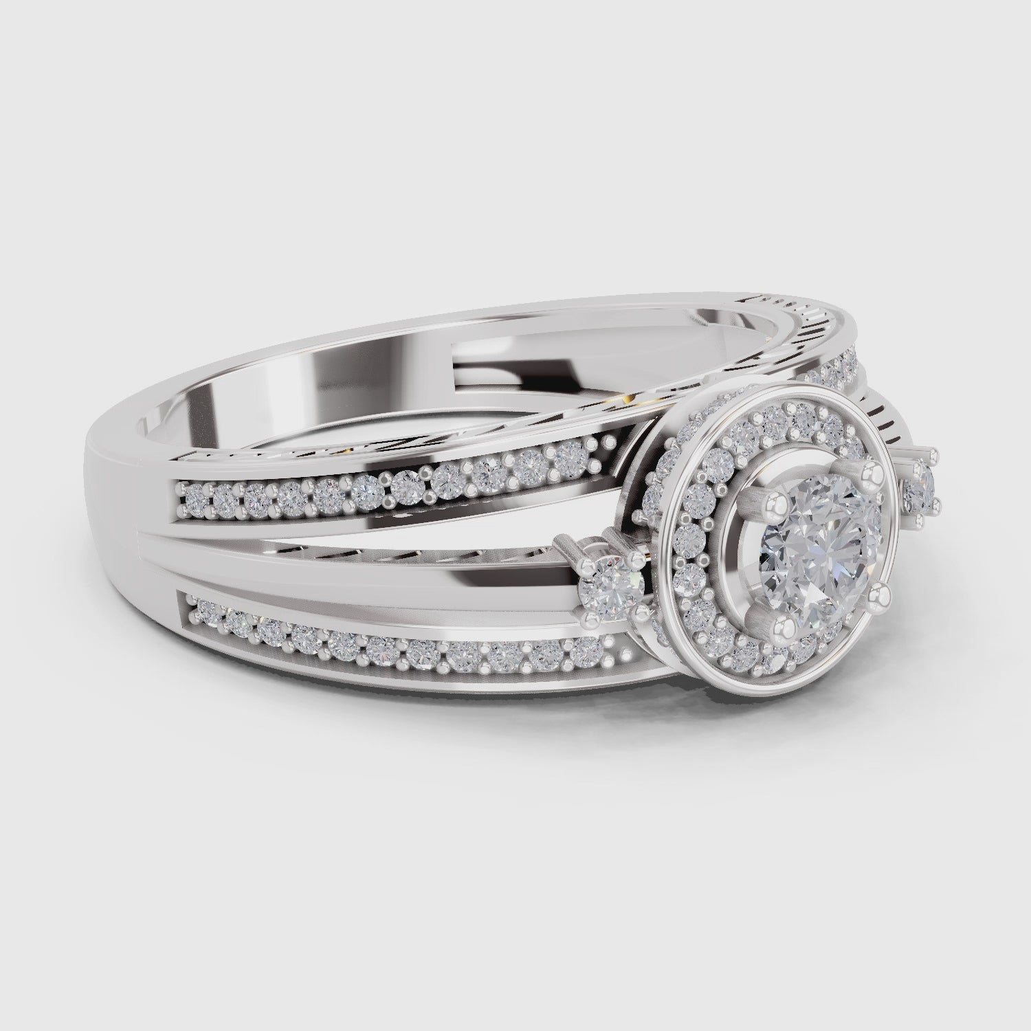 Majestic Circle Halo Diamond Engagement Ring