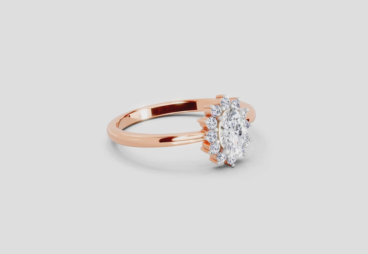 Pristine Oval Halo Diamond Engagement Ring
