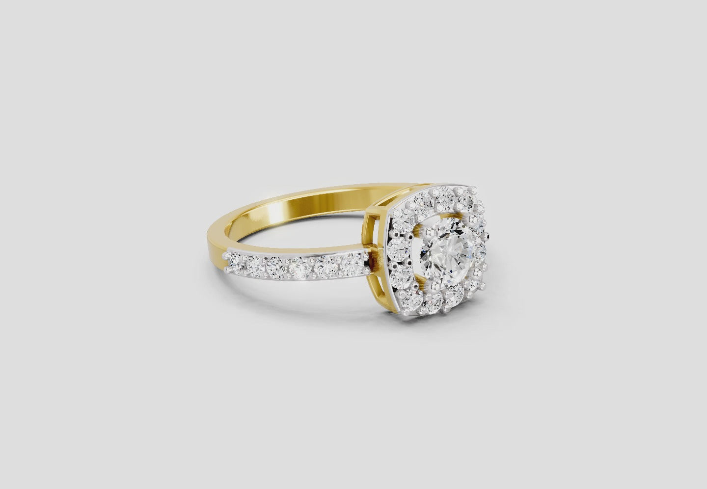 Gleaming Round Halo Diamond Ring