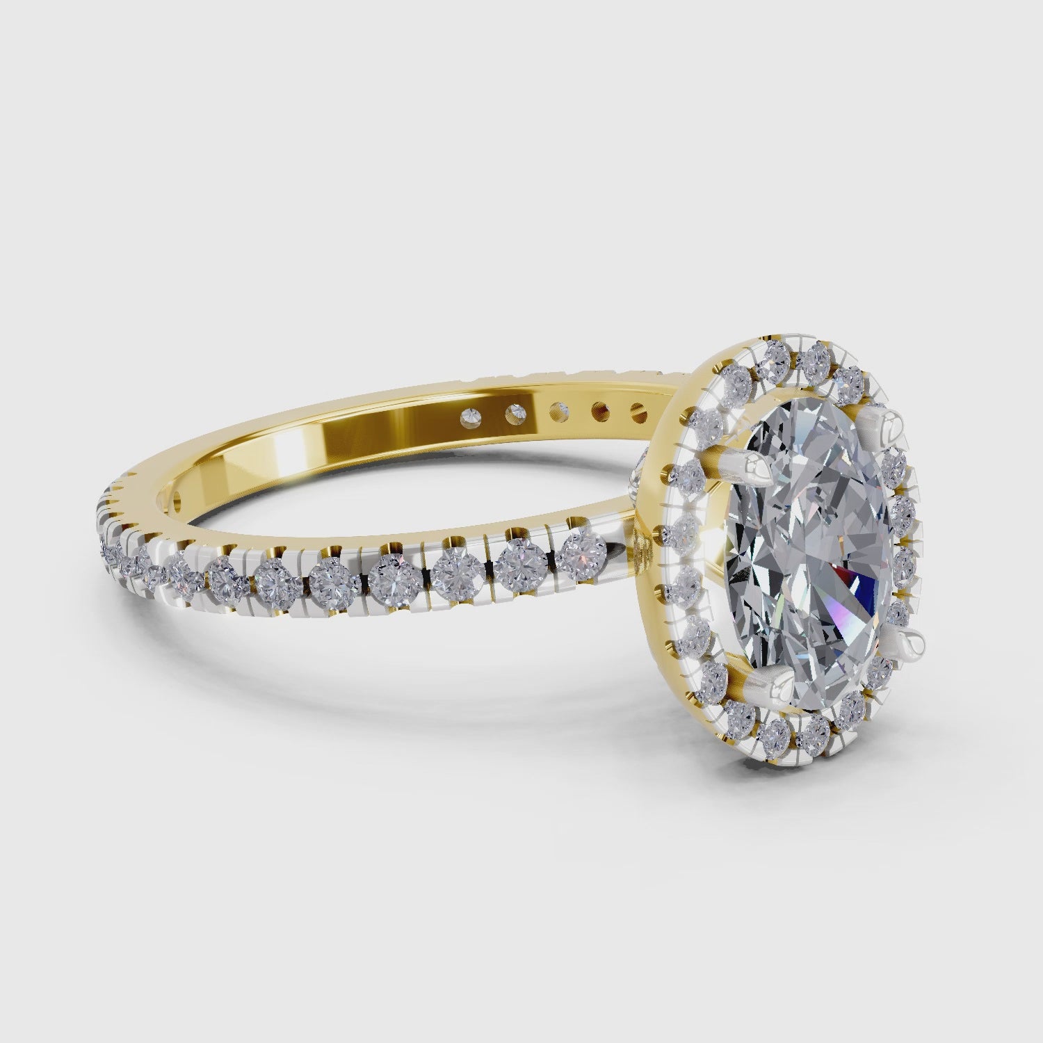 Exquisite Oval Halo Diamond Engagement Ring