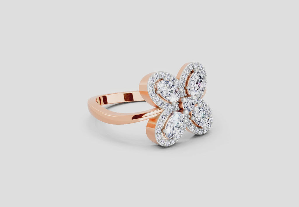Classic Oval Floral Diamond Ring