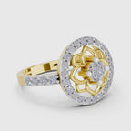 Enchanting Floral Halo Diamond Ring