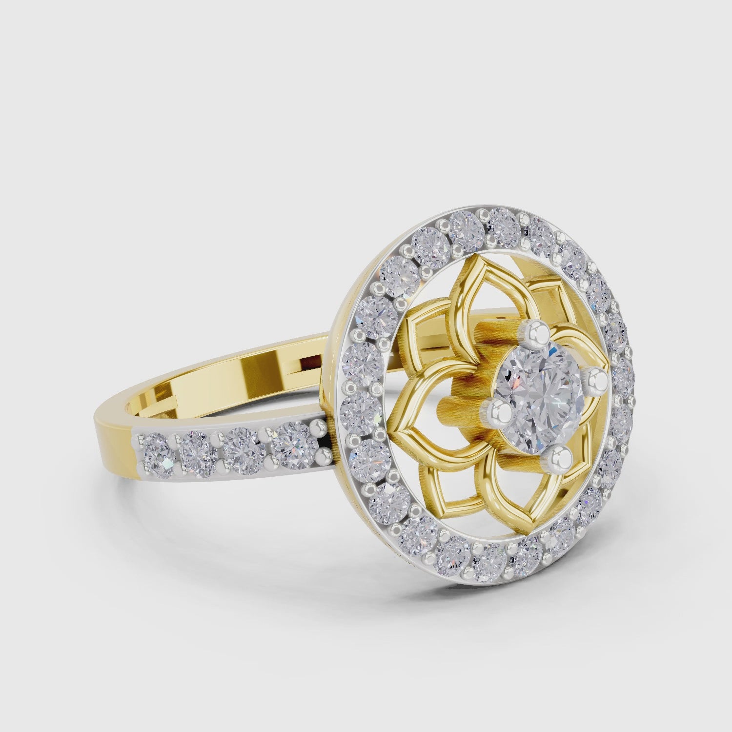 Enchanting Floral Halo Diamond Ring