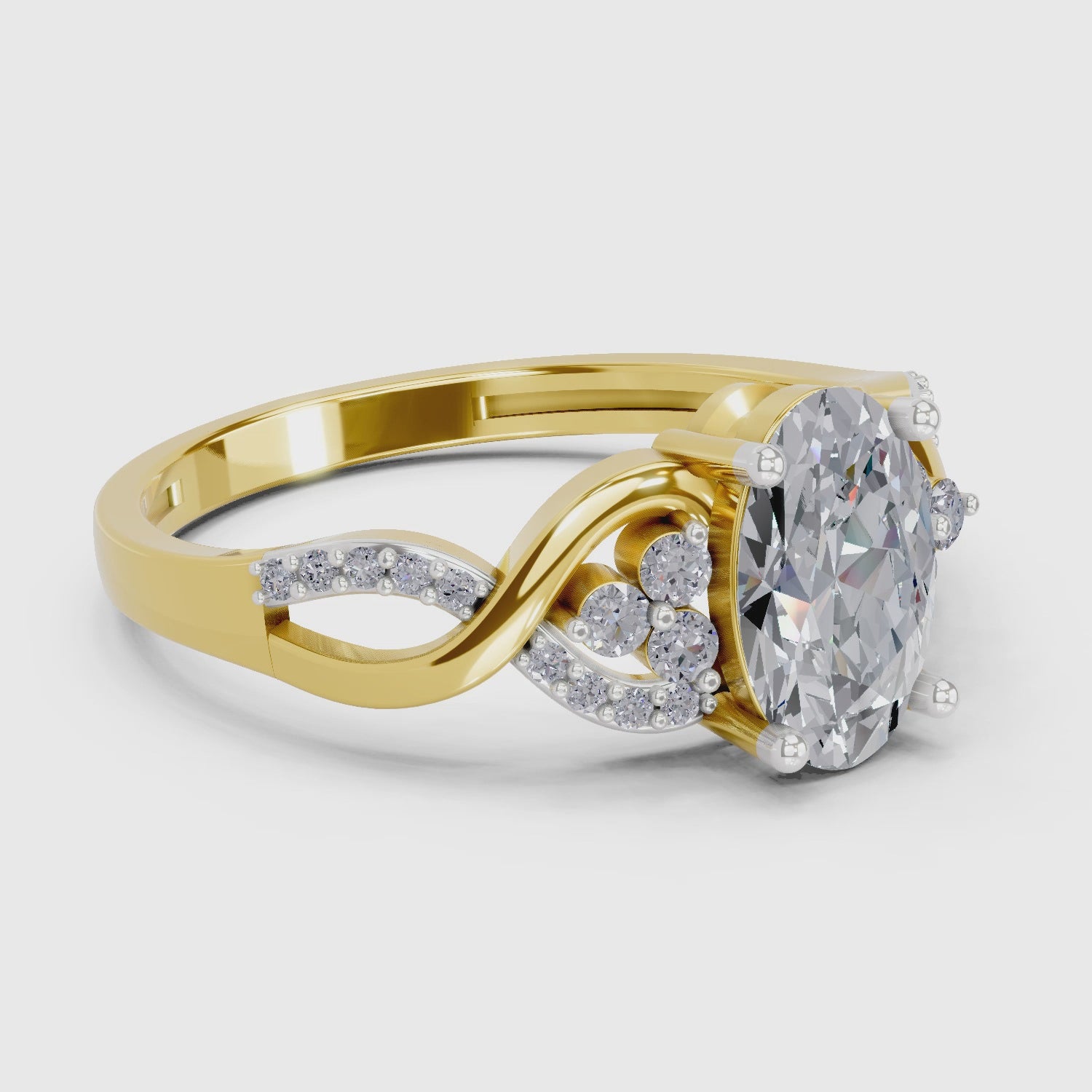 Majestic Oval Swirl Diamond Engagement Ring
