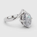 Glistening Oval Solitaire Diamond Ring