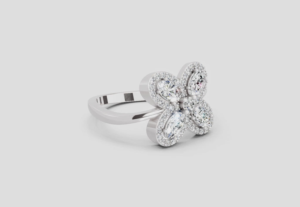 Classic Oval Floral Diamond Ring