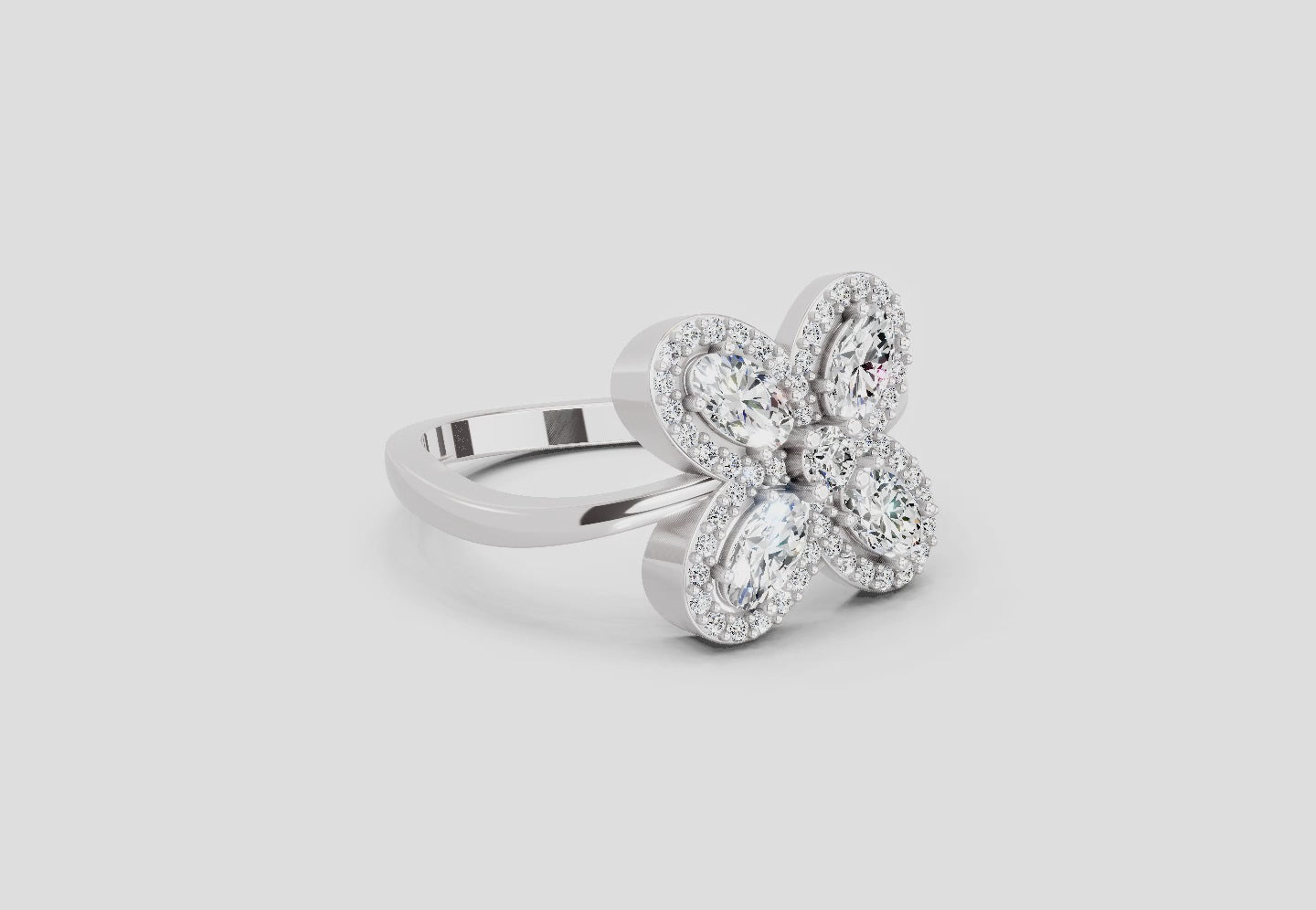 Classic Oval Floral Diamond Ring