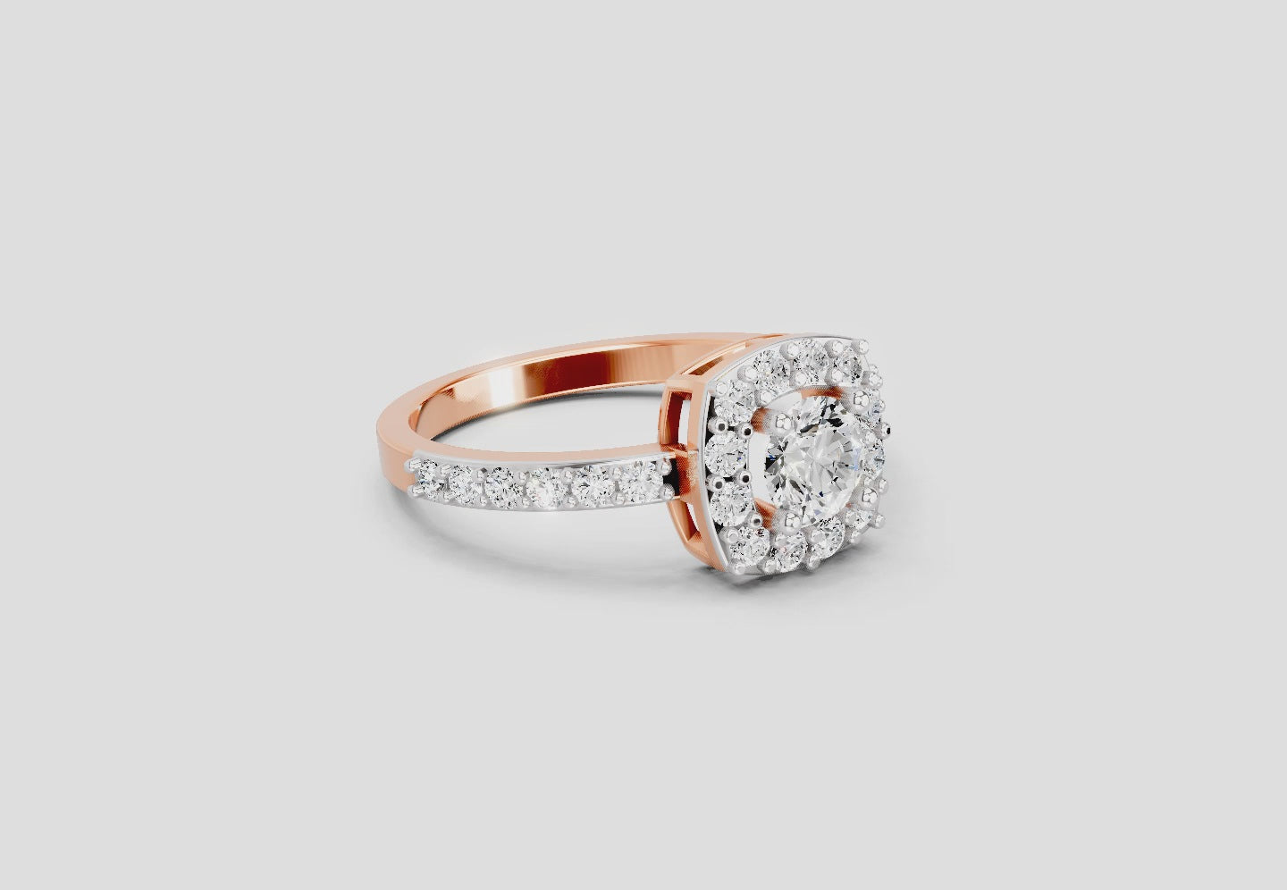 Gleaming Round Halo Diamond Ring