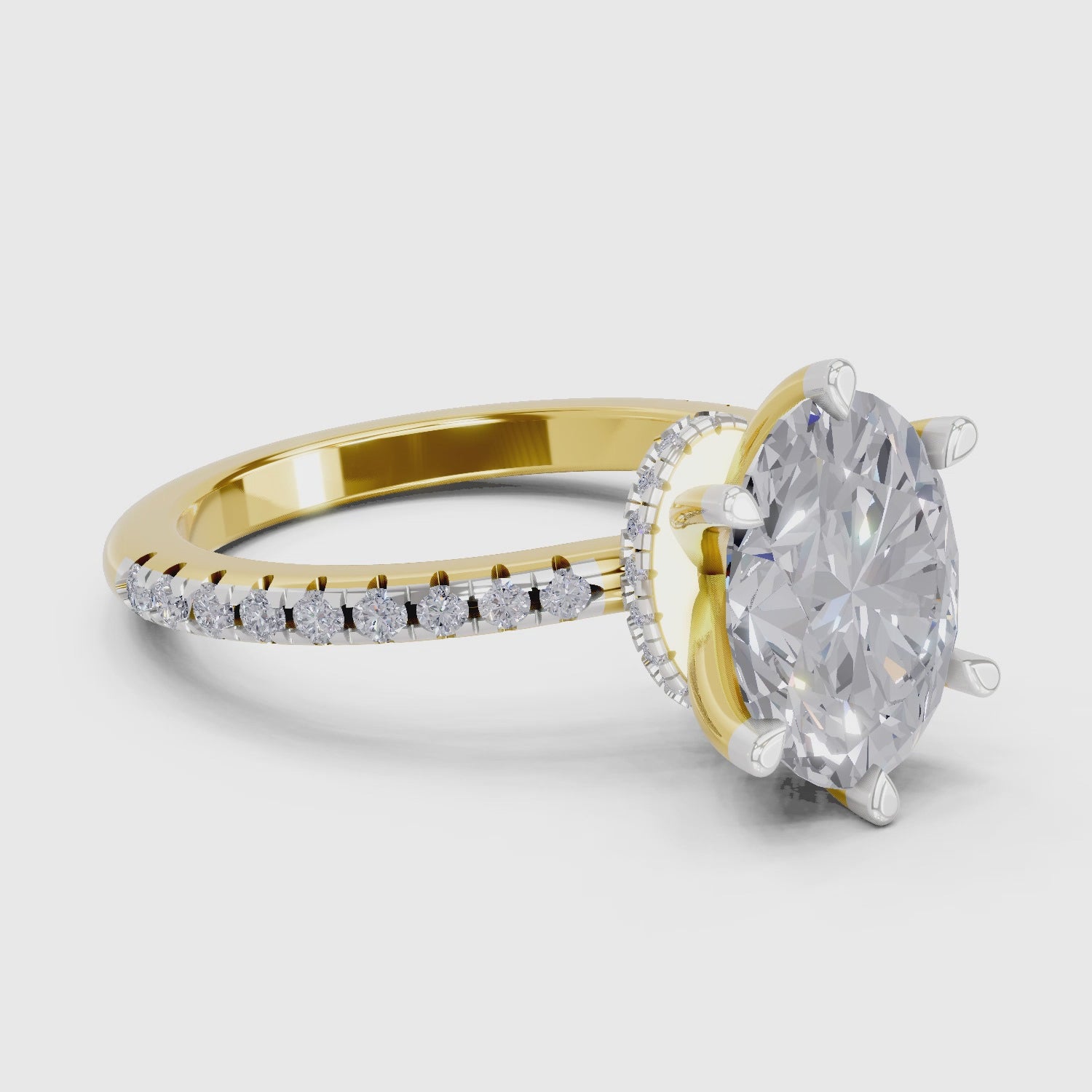 Elegant Oval Solitaire Diamond Ring