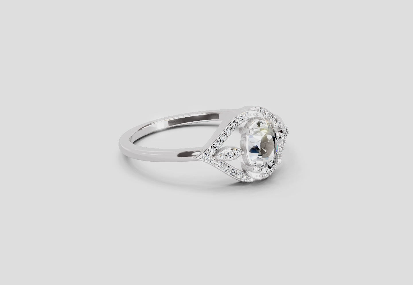 Elegant Oval Halo Diamond Ring