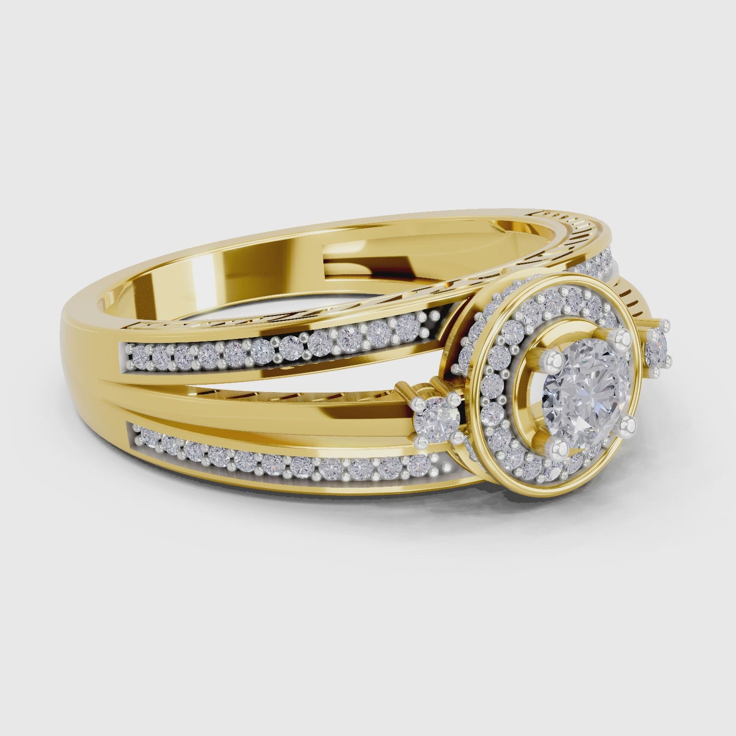 Majestic Circle Halo Diamond Engagement Ring