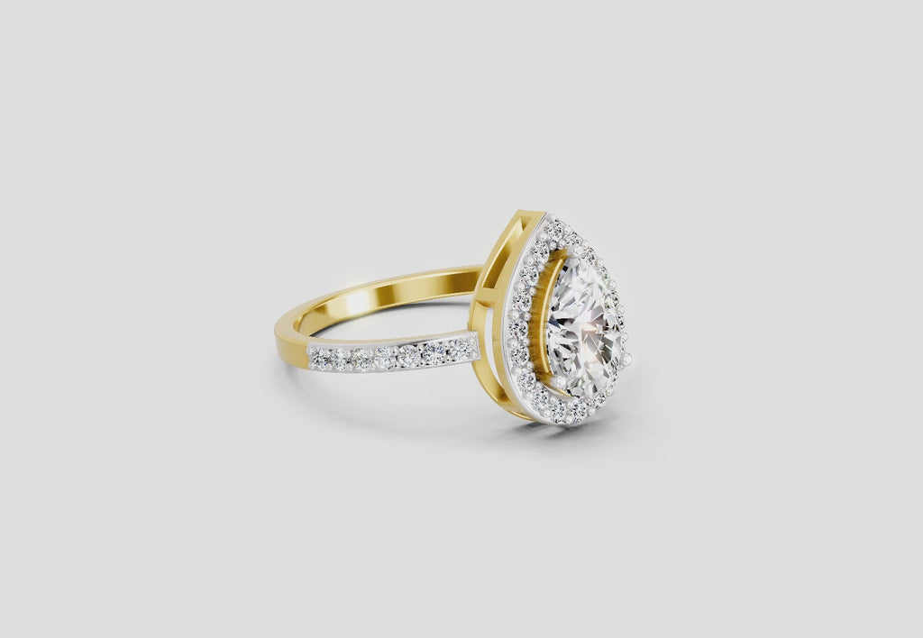 Gleaming Pear Halo Diamond Engagement Ring