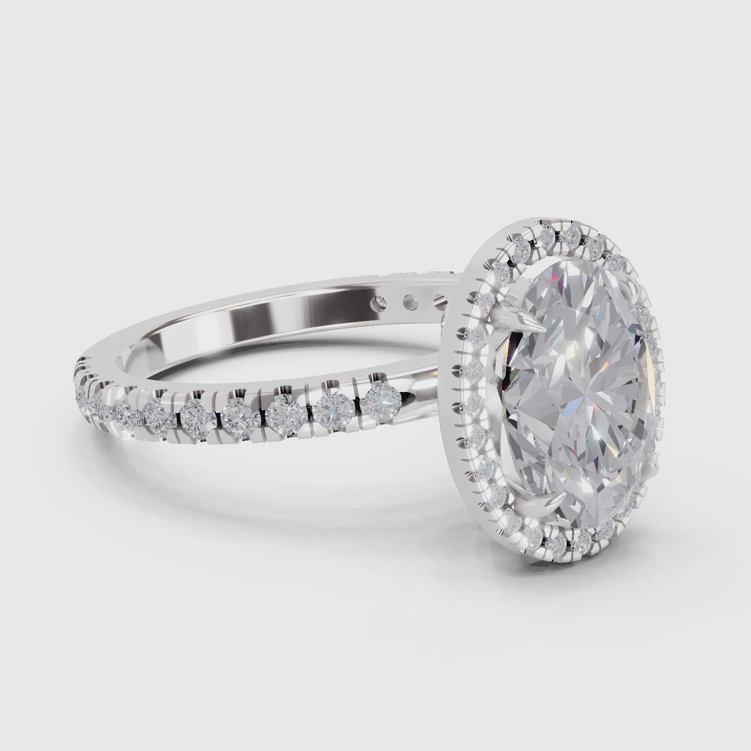 Pristine Oval Halo Diamond Ring