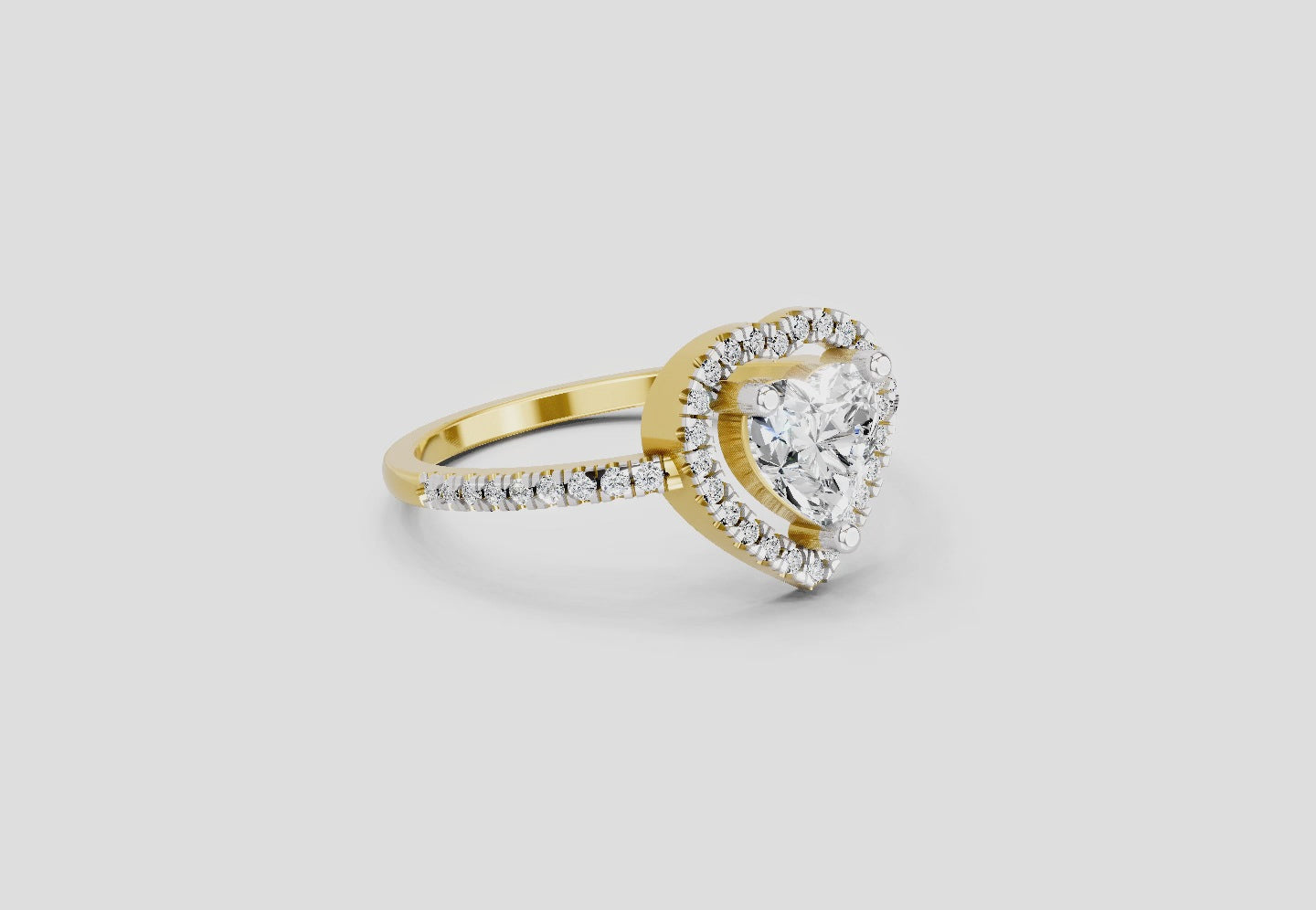 Ethereal Heart Halo Diamond Ring