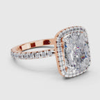 Gleaming Cushion Halo Diamond Ring