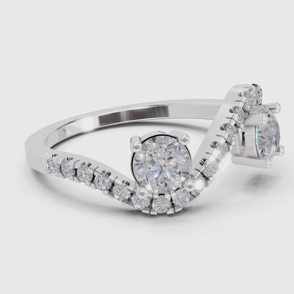 Captivating Swirl Two-Stone Diamond Engagement Ring