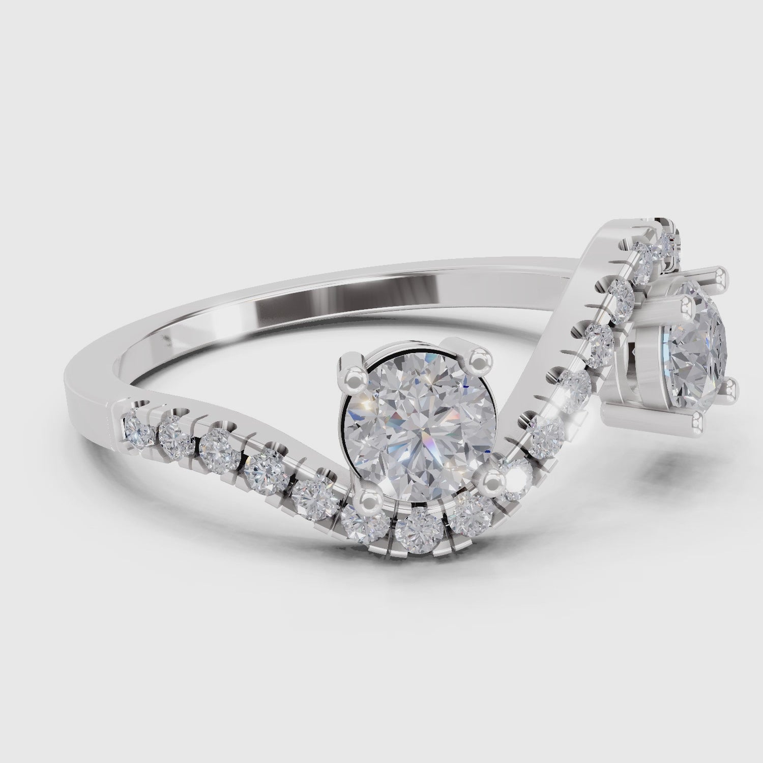 Captivating Swirl Two-Stone Diamond Engagement Ring