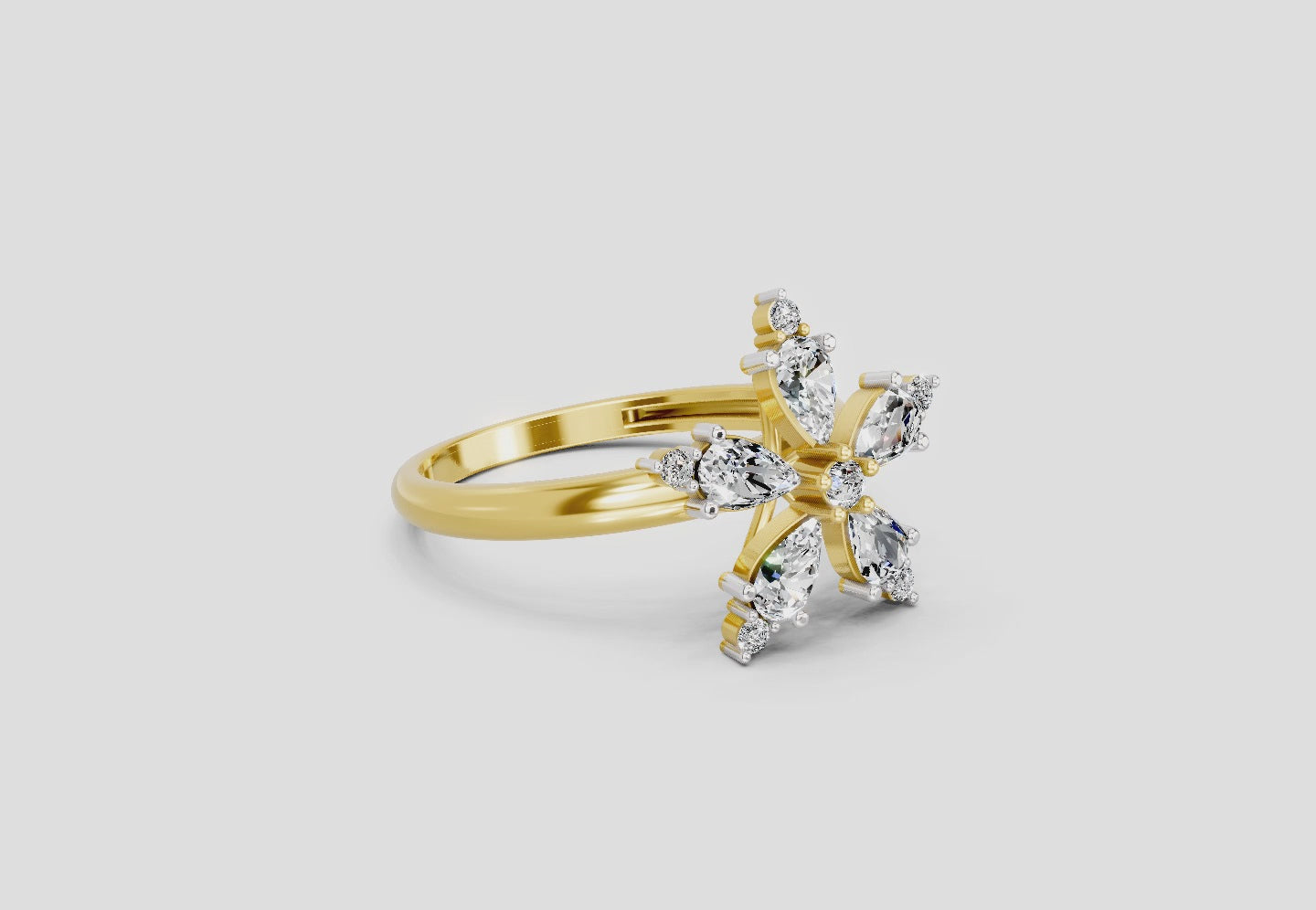 Radiant Pear Floral Diamond Ring
