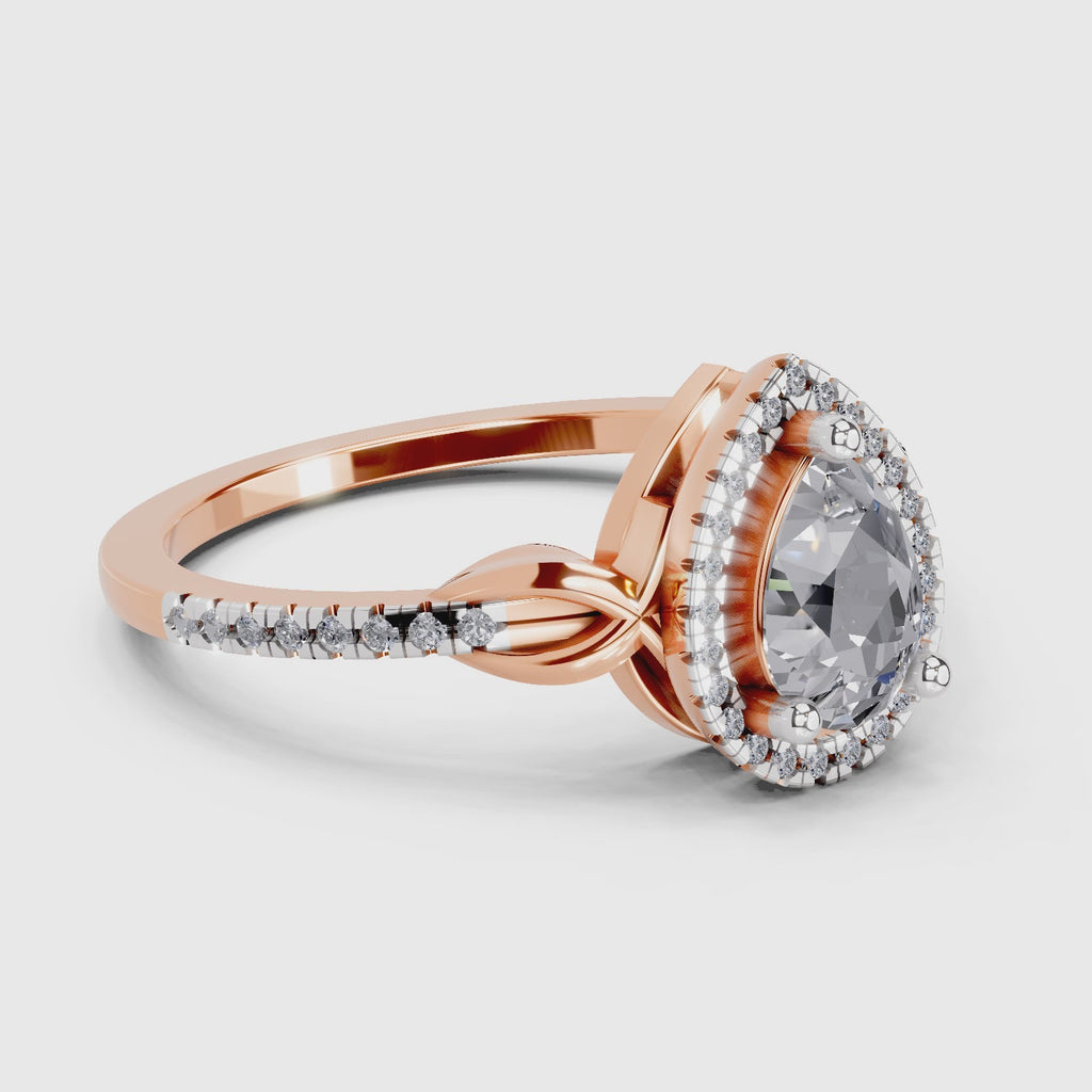 Dazzling Pear Halo Diamond Engagement Ring