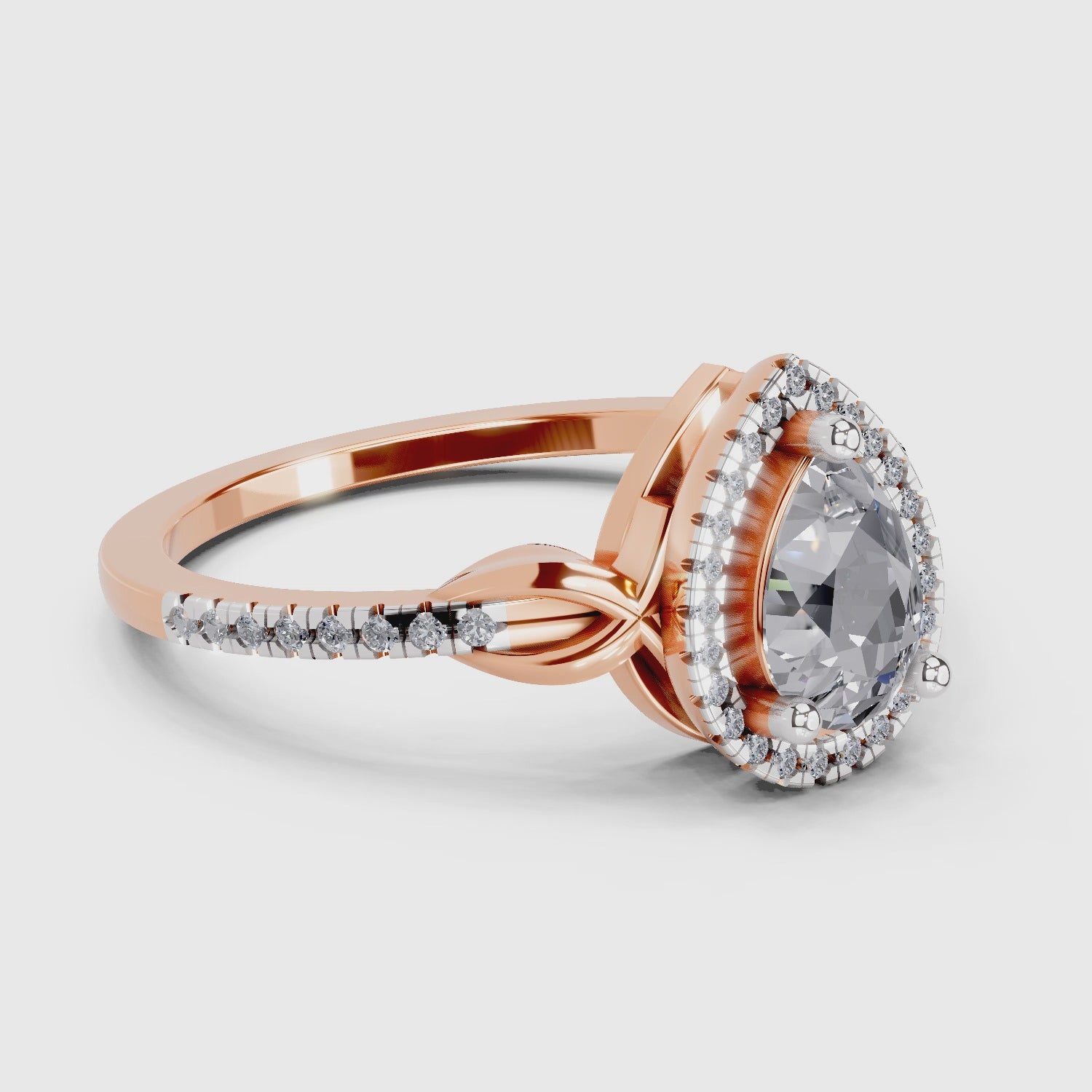 Dazzling Pear Halo Diamond Engagement Ring