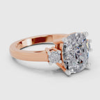 Refined Cushion Three-Stone Diamond Engagement Ring