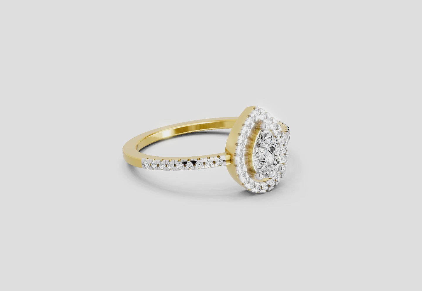 Majestic Pear Halo Diamond Ring