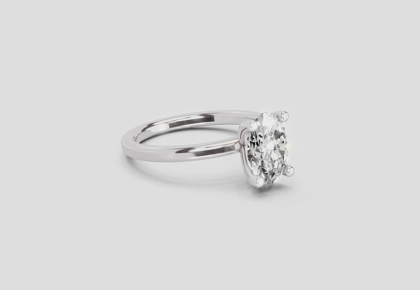 Regal Oval Solitaire Diamond Engagement Ring