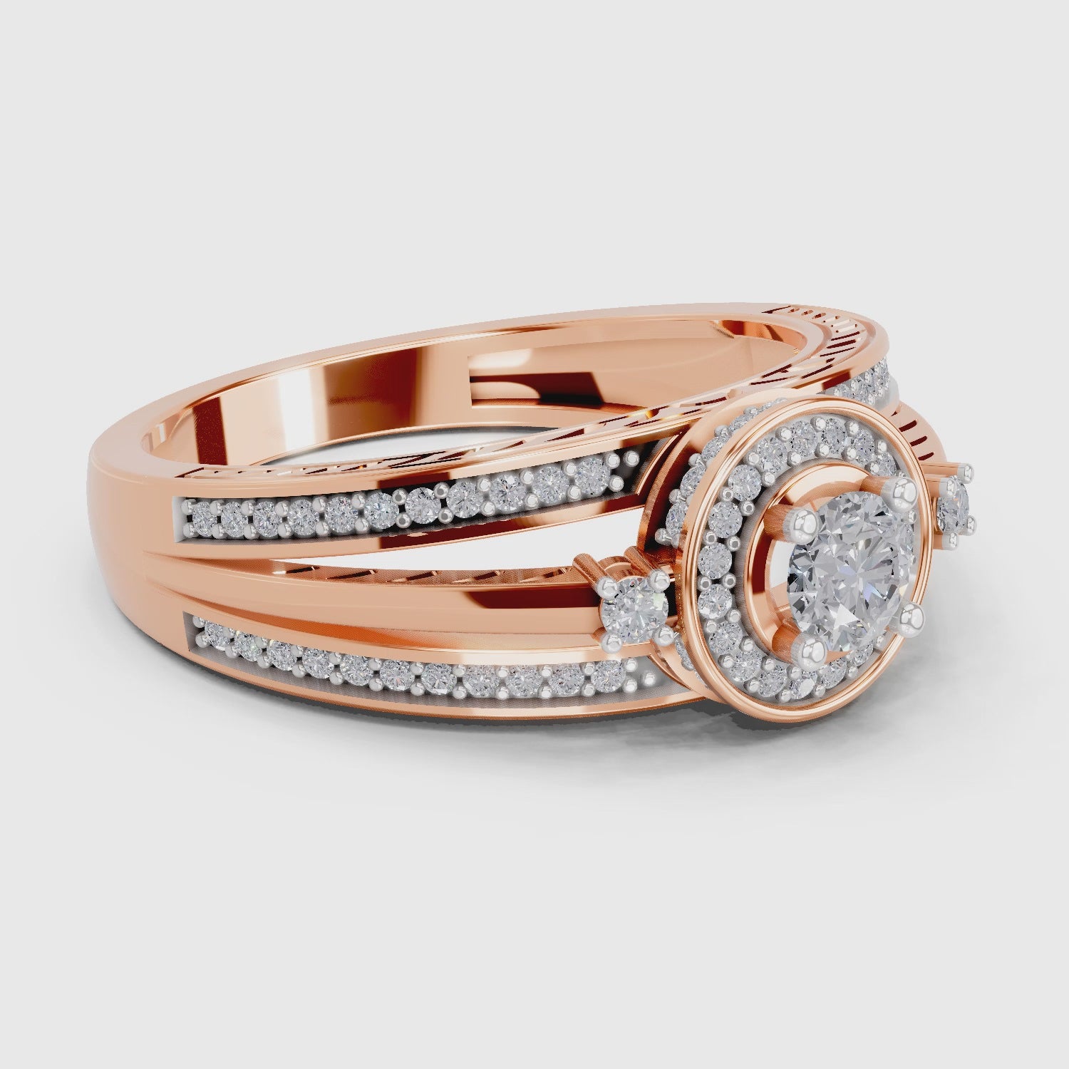 Majestic Circle Halo Diamond Engagement Ring