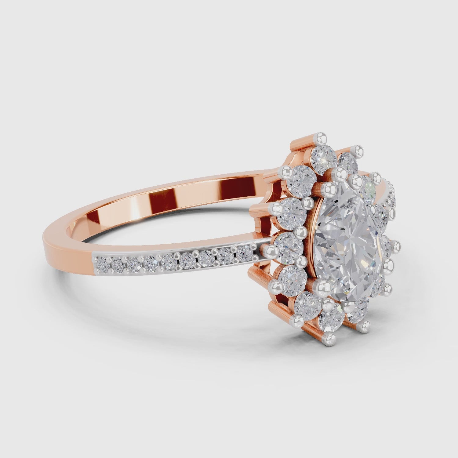 Regal Pear Halo Diamond Engagement Ring