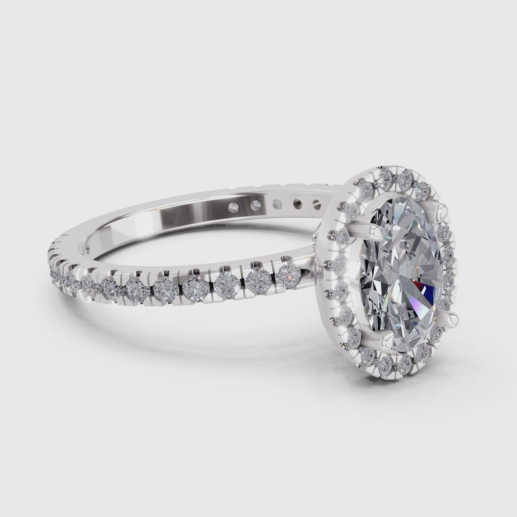 Exquisite Oval Halo Diamond Engagement Ring