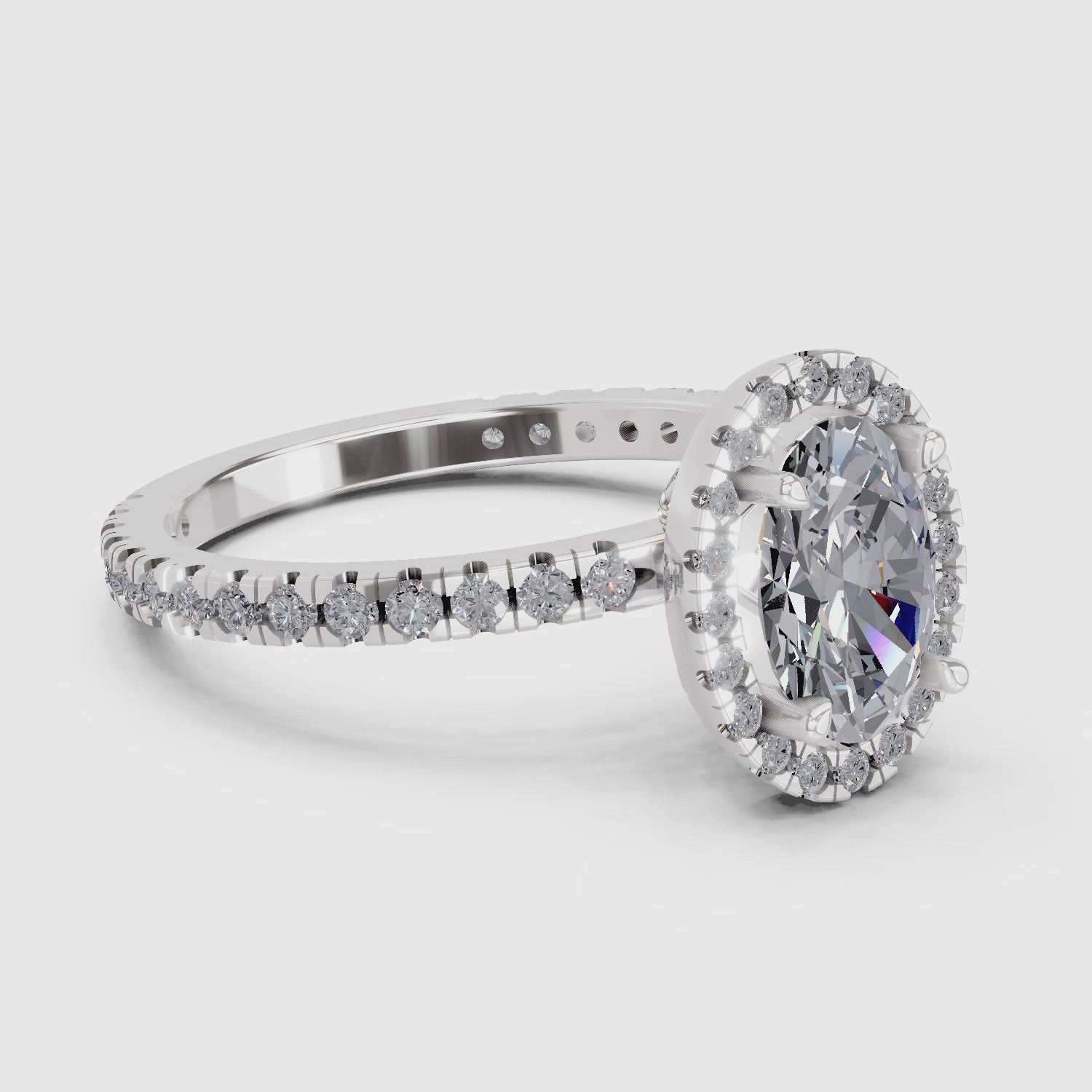 Exquisite Oval Halo Diamond Engagement Ring
