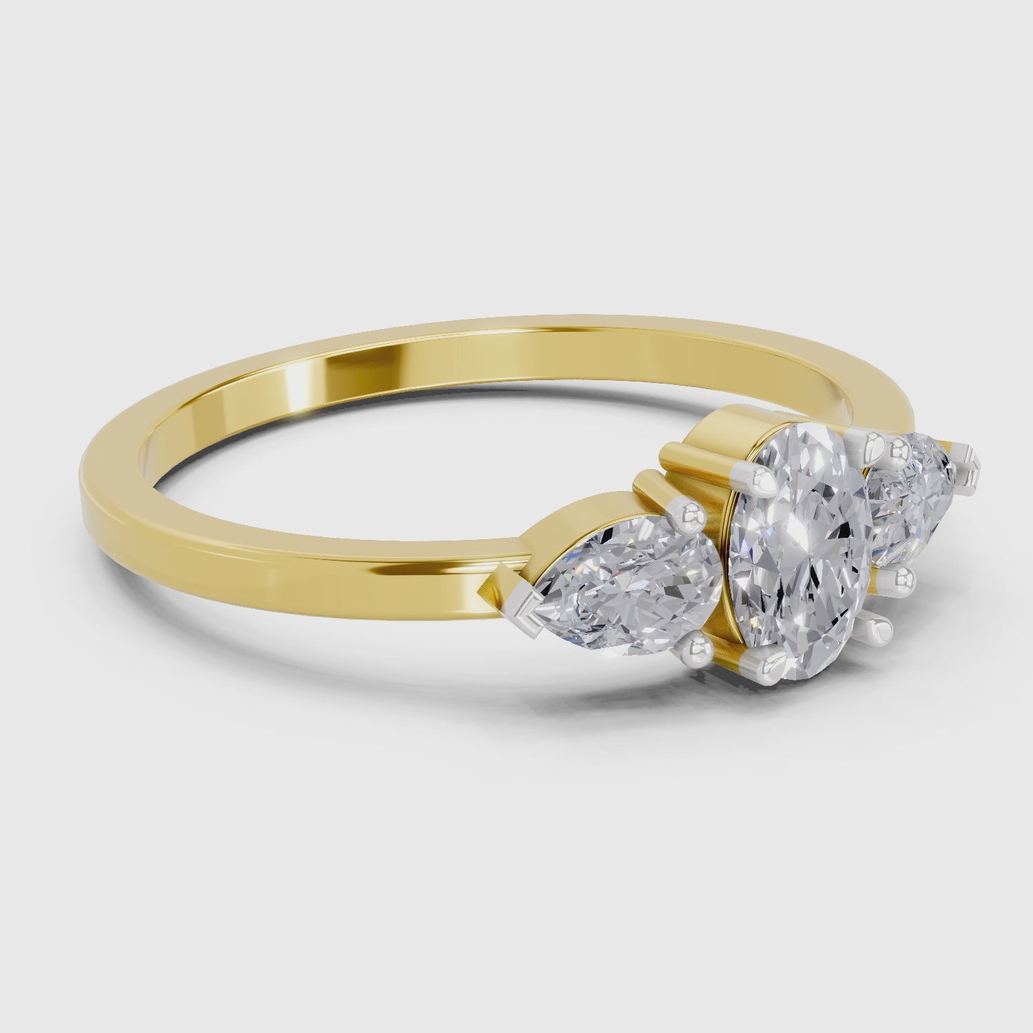 Radiant Oval Three-Stone Diamond Engagement Ring