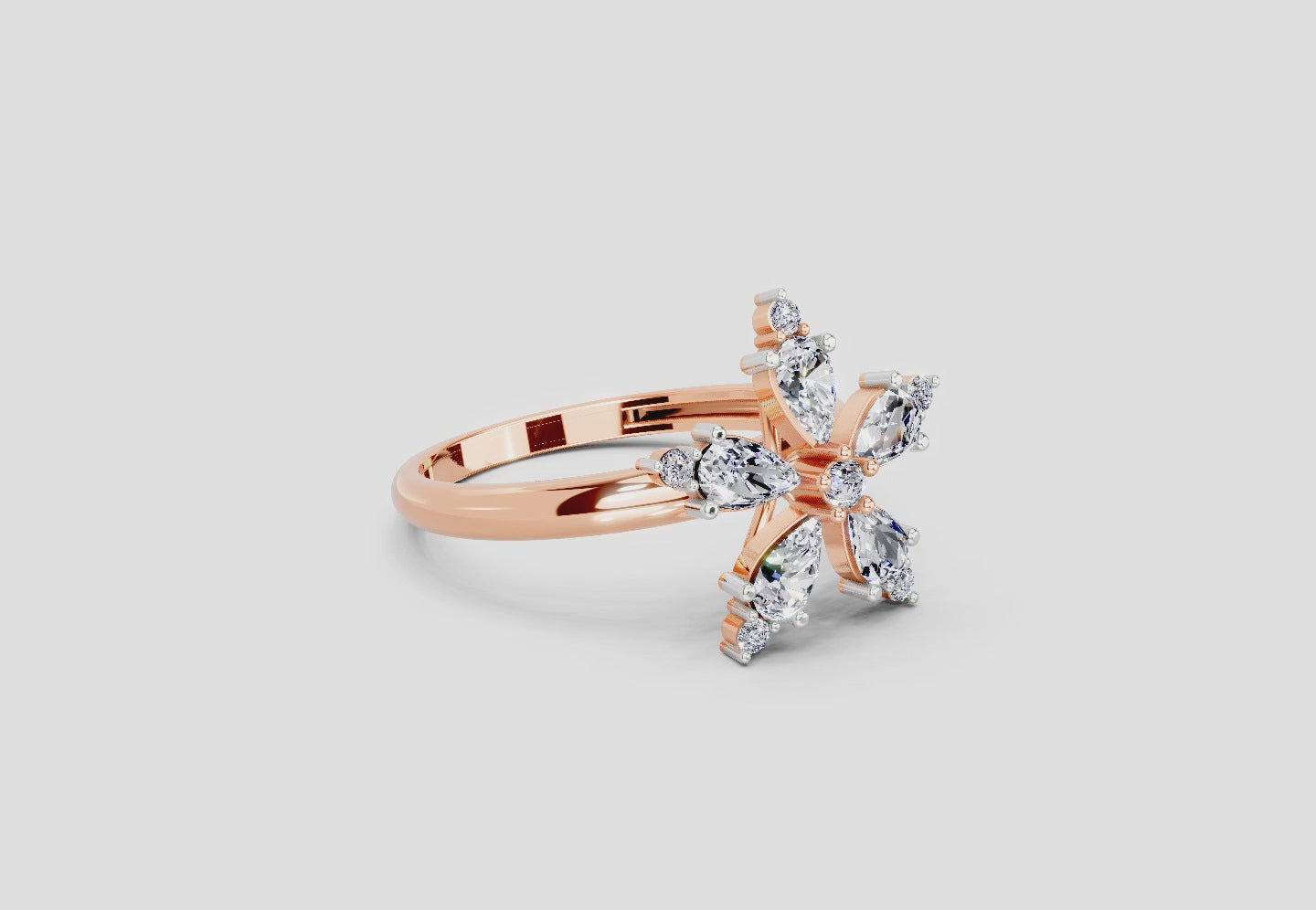 Radiant Pear Floral Diamond Ring