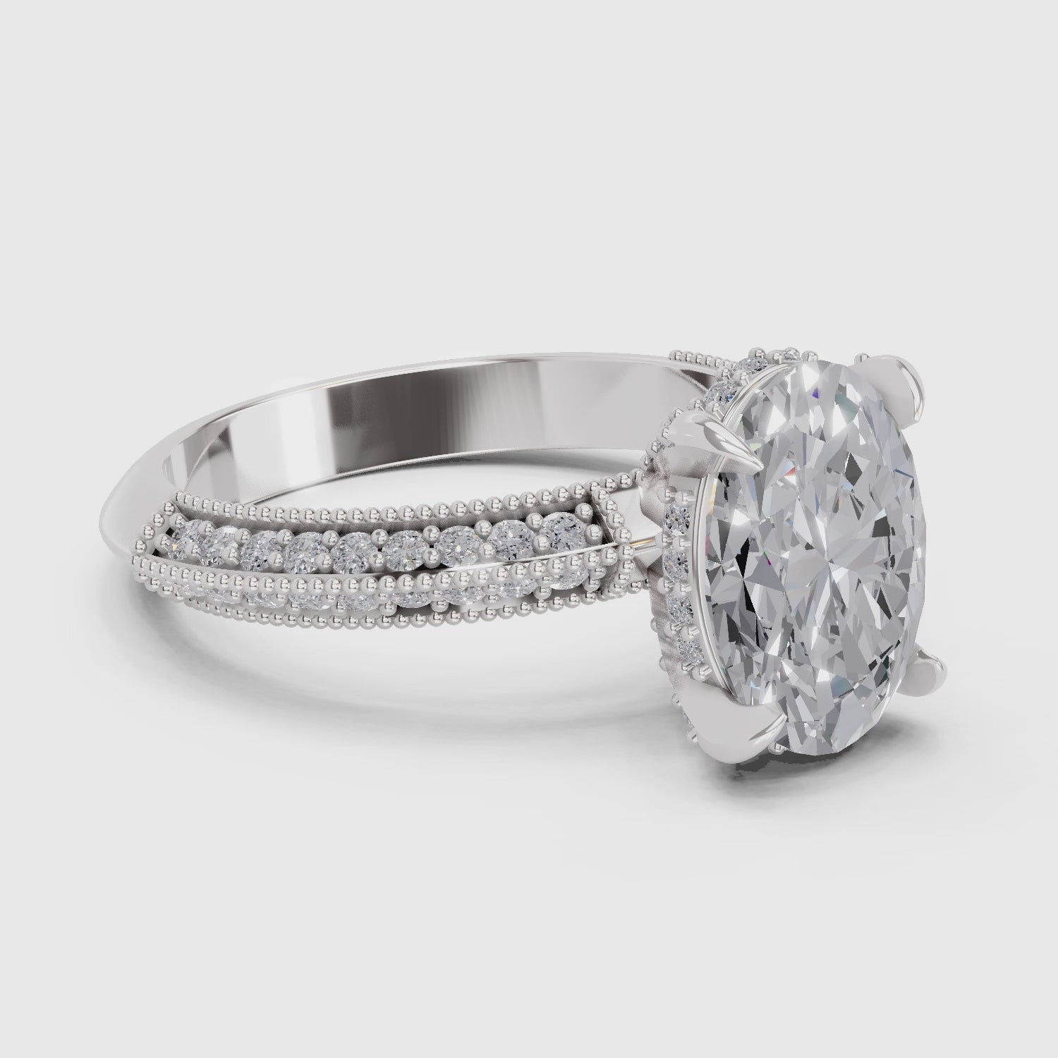 Sparkling Oval Solitaire Diamond Engagement Ring