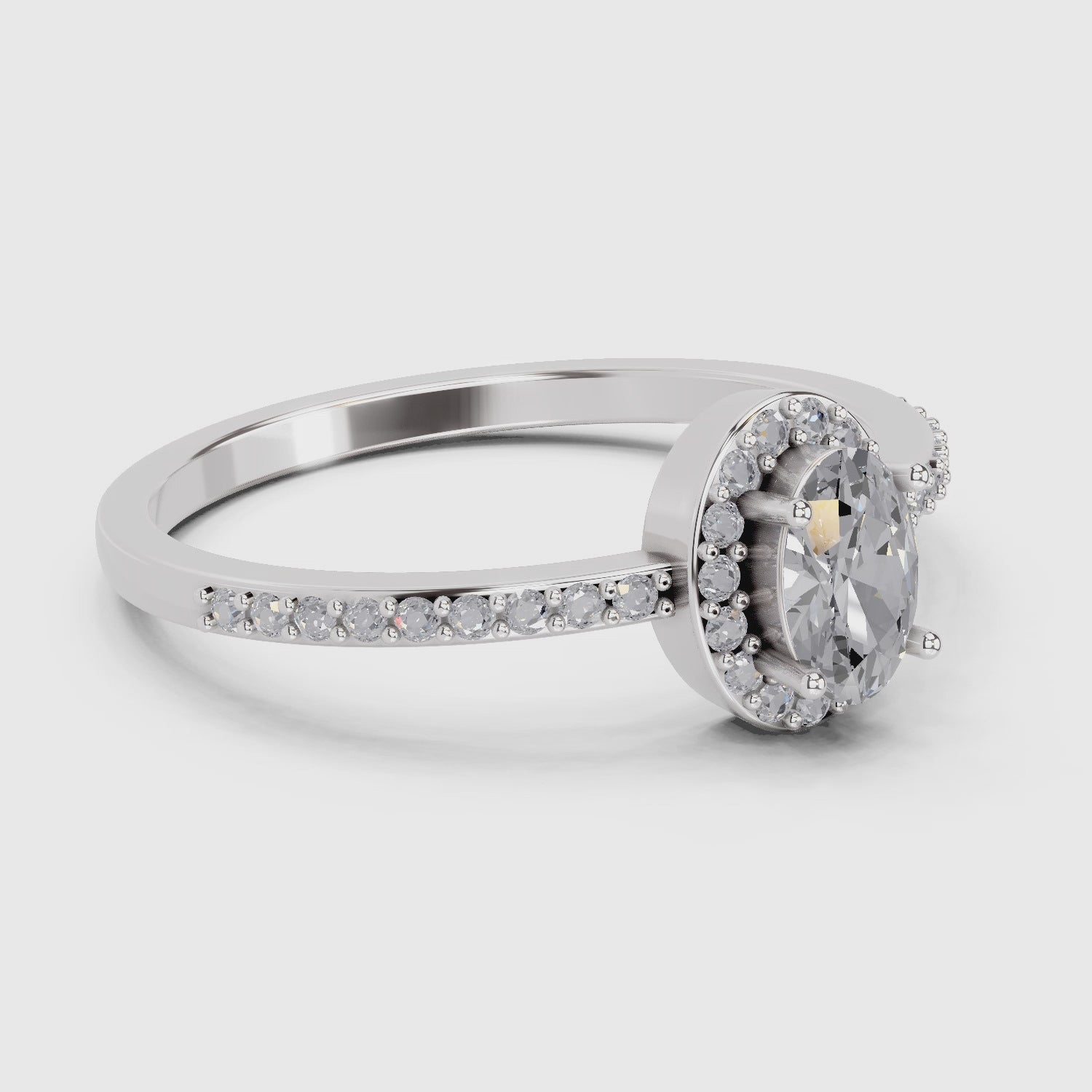 Gleaming Oval Halo Diamond Engagement Ring