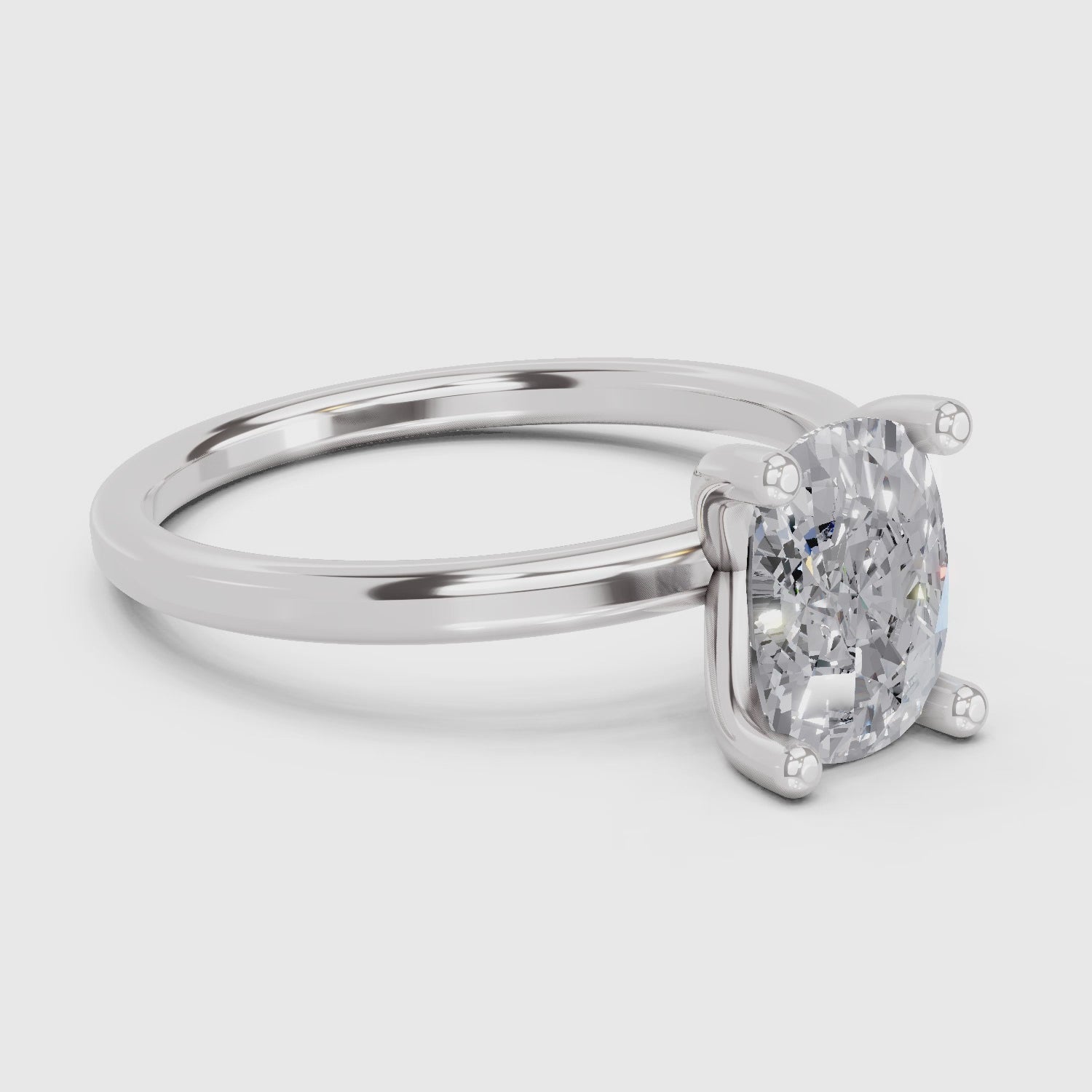 Classic Cushion Solitaire Diamond Engagement Ring