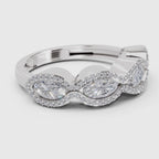 Glistening Oval Wave Diamond Engagement Ring