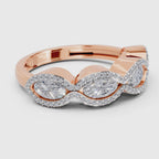 Glistening Oval Wave Diamond Engagement Ring