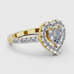 Lustrous Heart Halo Diamond Engagement Ring
