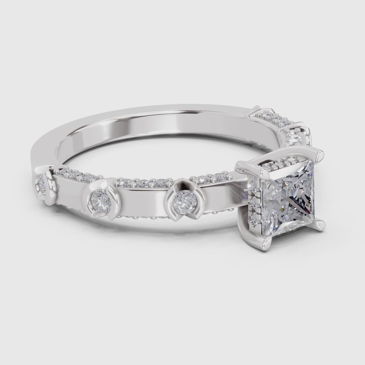 Ethereal Princess-Cut Solitaire Diamond Ring