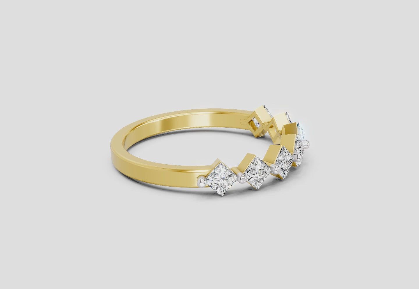 Glistening Princess-Cut Diamond Band Ring