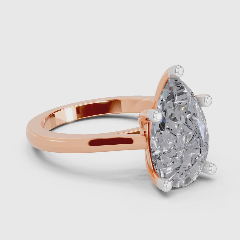 Lustrous Pear Solitaire Diamond Ring