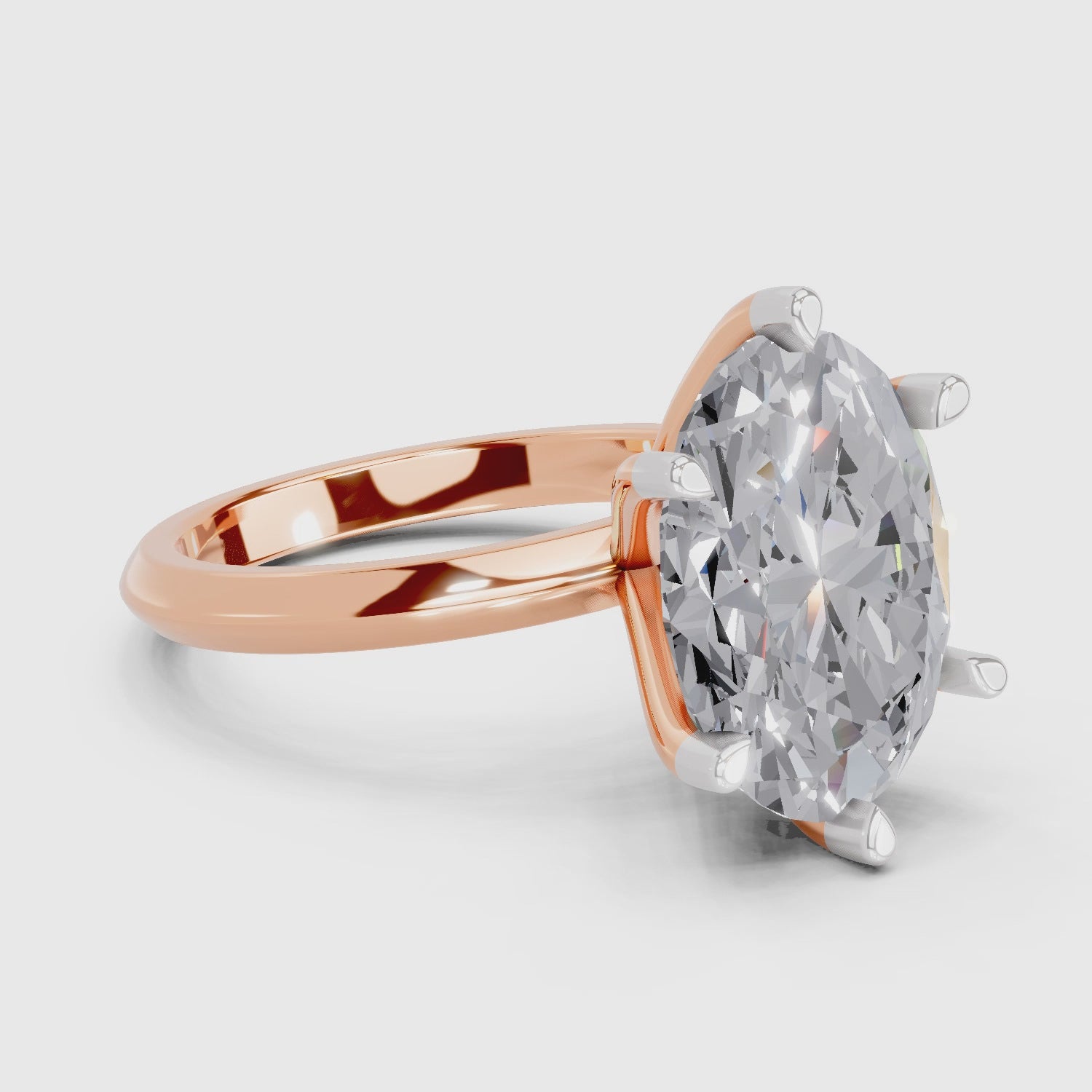 Gleaming Oval Solitaire Diamond Engagement Ring