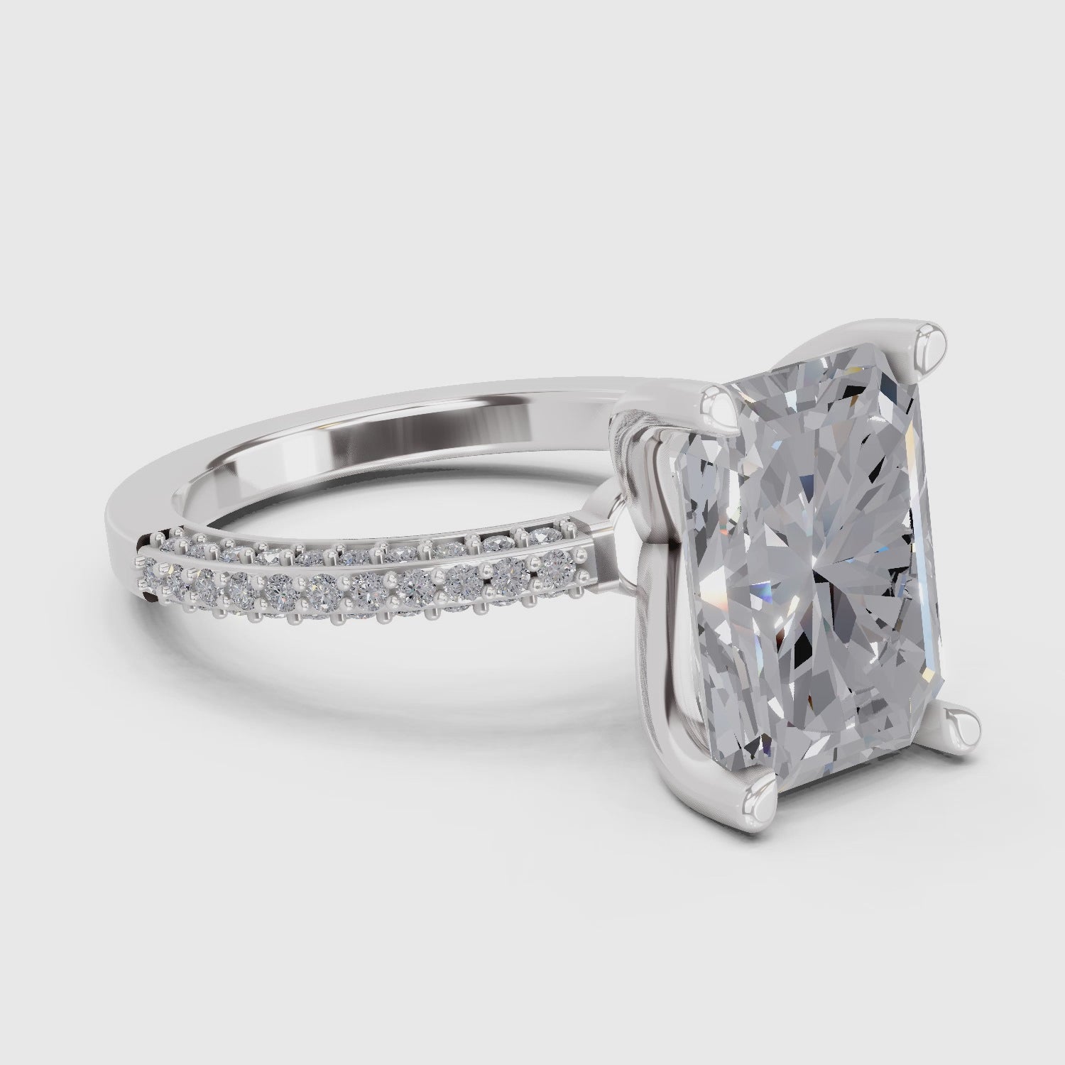 Refined Emerald-Cut Solitaire Diamond Ring