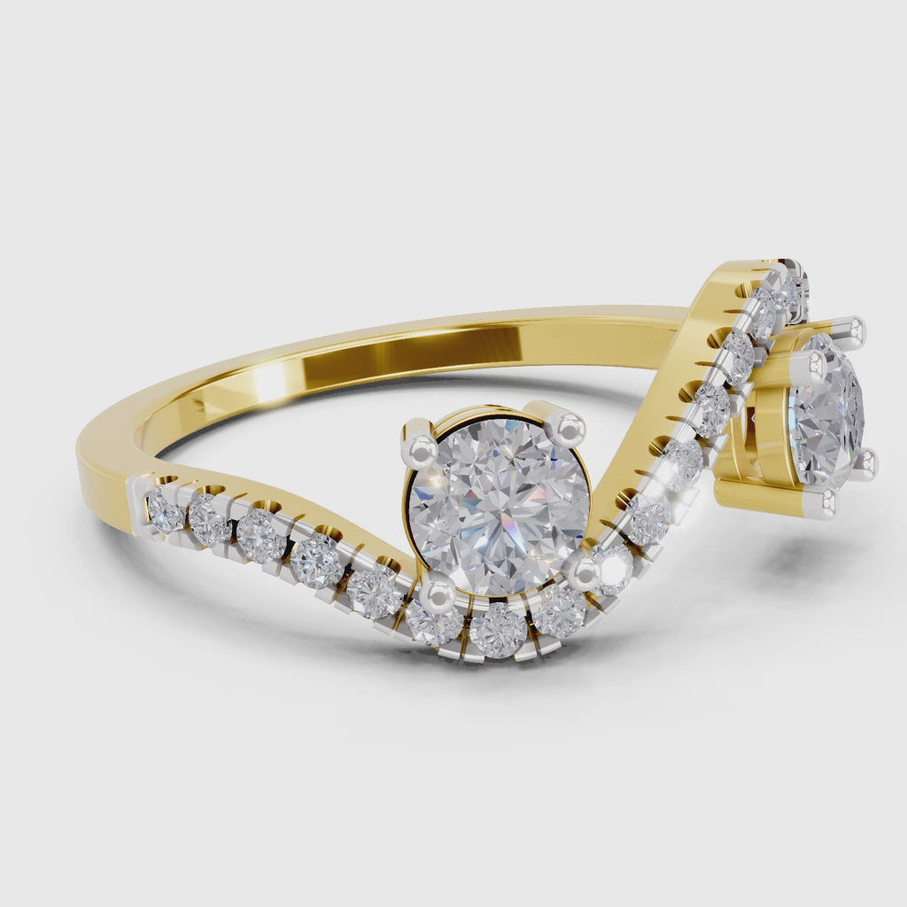 Captivating Swirl Two-Stone Diamond Engagement Ring