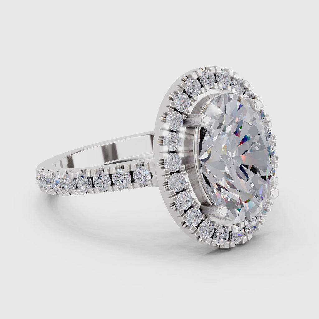 Refined Oval Halo Diamond Engagement Ring